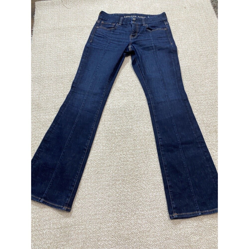 American Eagle Kick Boot Jeans Womens 4 Blue Medium Wash Mid Rise Stretch Denis - Picture 11 of 14